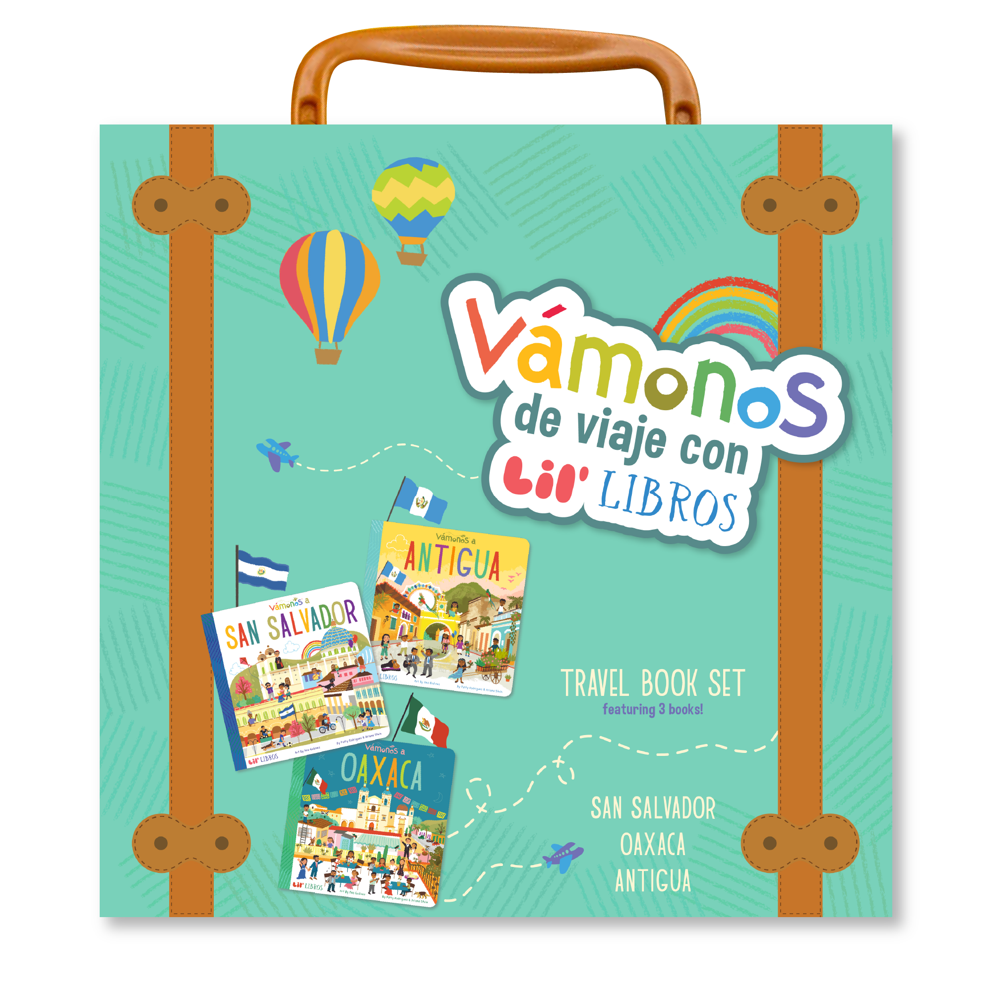 Image of VÁMONOS: Travel Book Set. Complete with VÁMONOS: San Salvador, VÁMONOS: Oaxaca, and VÁMONOS: Antigua board books.